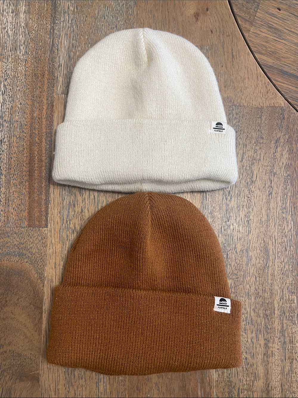 Furtalk Infant Knit Beanie Hat Set Cream Brown Fleece Lined 0-6 Months